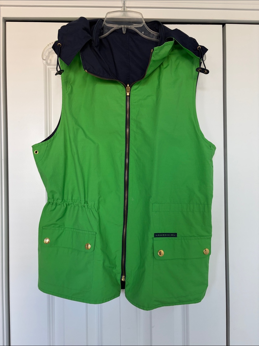 Lauren Ralph Lauren Reversible Bright Green / Navy Vest. L